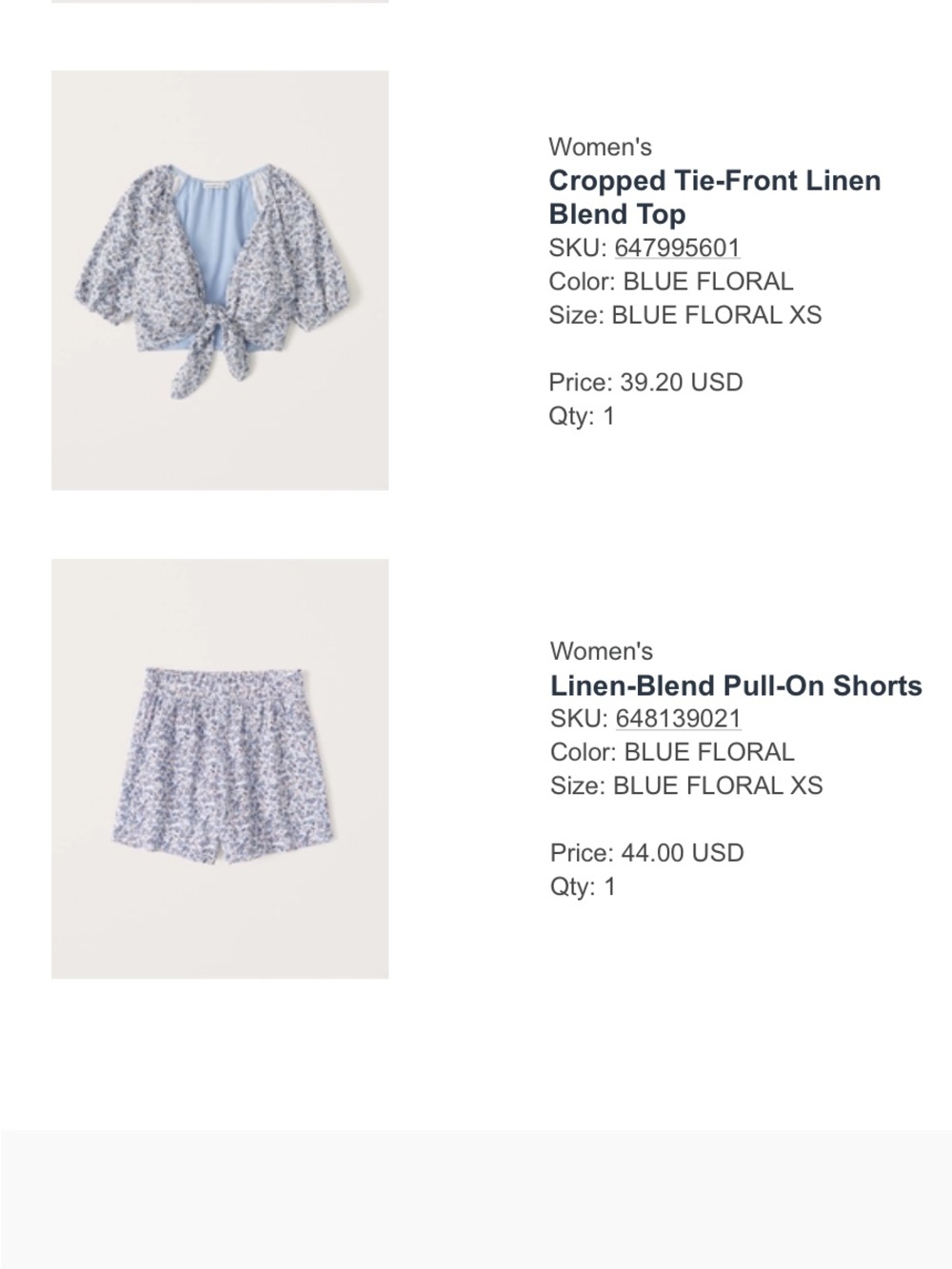 Abercrombie & Fitch Blue Floral Print Skirt